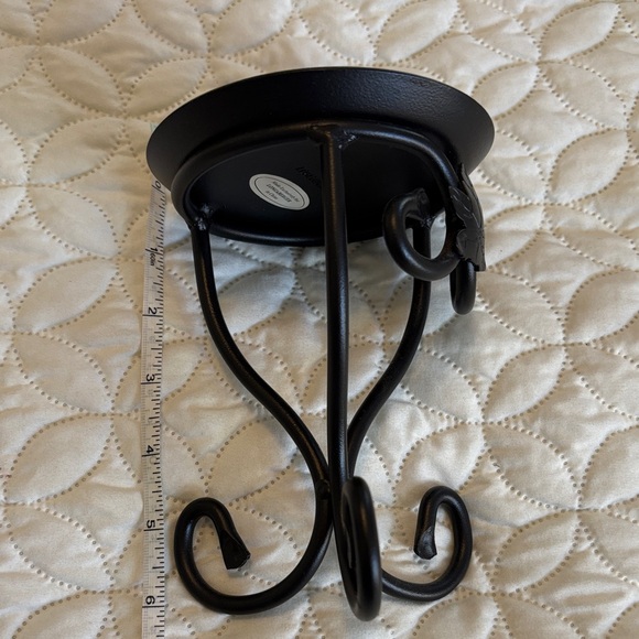 Longaberger Black Metal Candle Holder Trio and Matching Hook Maple Leaf Design - Picture 8 of 13